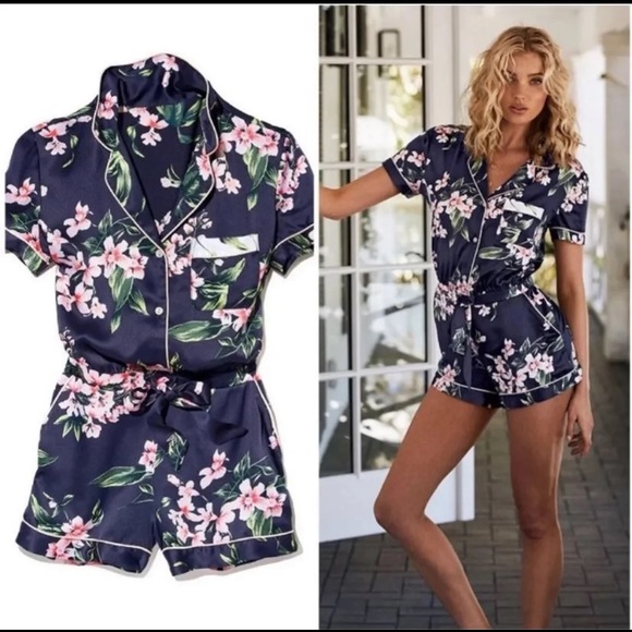 VS Tropical Floral Satin Romper - Picture 2 of 8